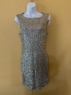 bebe Silver Sequin Mini Dress Medium